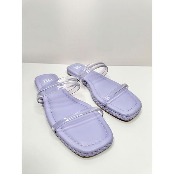 Nordstrom BP Viola Lilac Braided Flat Slide Sandals‎ Size 6 Square Open Toe - Picture 1 of 7